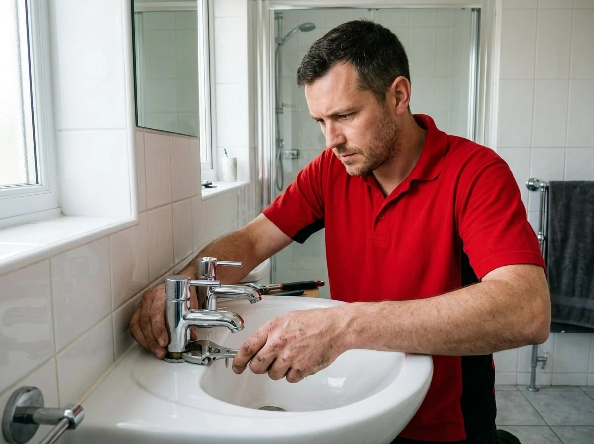 Pinner Plumbers 247 engineer fitting a new bathroom in Pinner